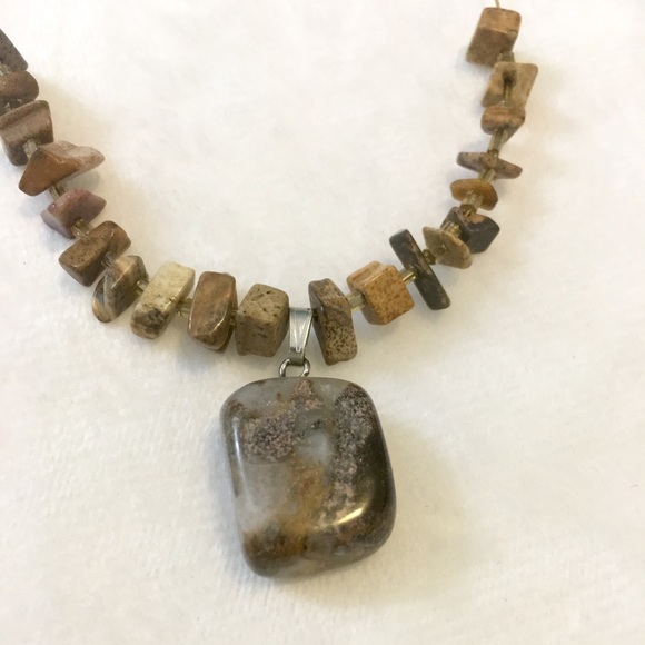 Jasper Gemstone Pendant Necklace NWOT - Picture 3 of 6